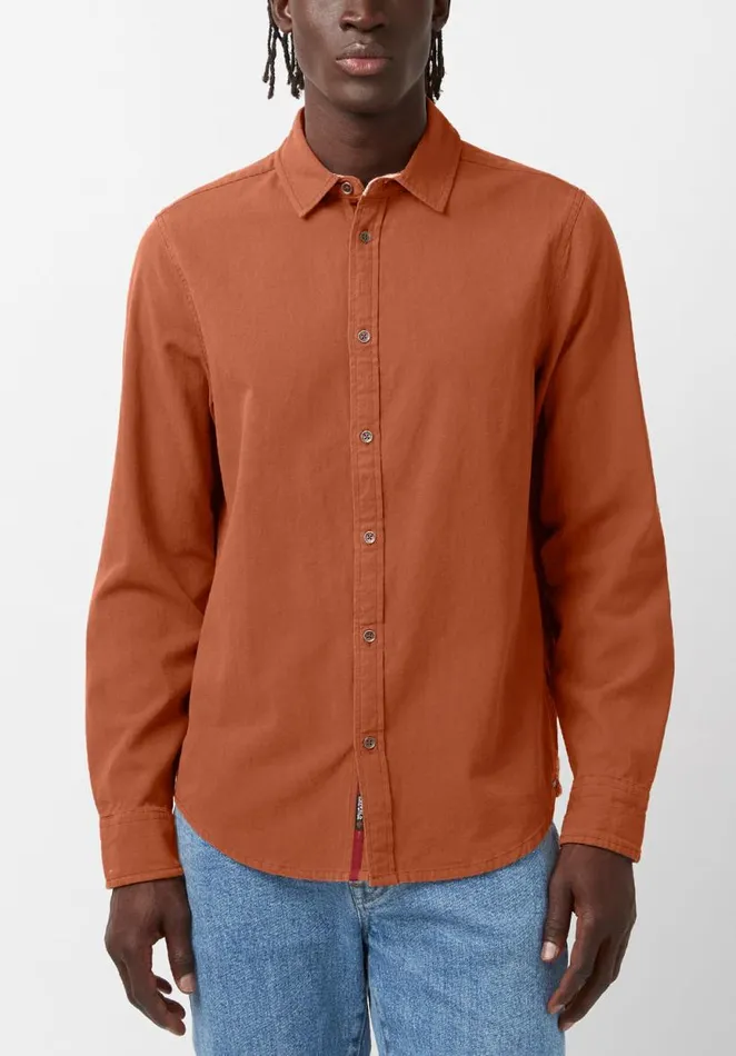Men Siamik Orange LongSleeve Mens Shirt Baked Clay Buffalo David Bitton Shirts