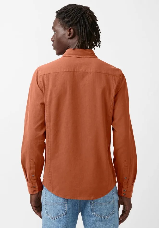 Men Siamik Orange LongSleeve Mens Shirt Baked Clay Buffalo David Bitton Shirts