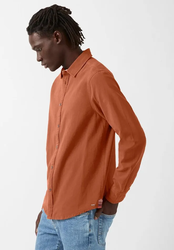 Men Siamik Orange LongSleeve Mens Shirt Baked Clay Buffalo David Bitton Shirts