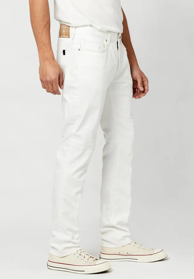 Men Straight Six Authentic Vintage White Jeans Pure White Buffalo David Bitton Straight Six