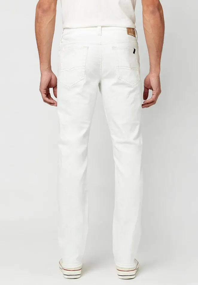 Men Straight Six Authentic Vintage White Jeans Pure White Buffalo David Bitton Straight Six