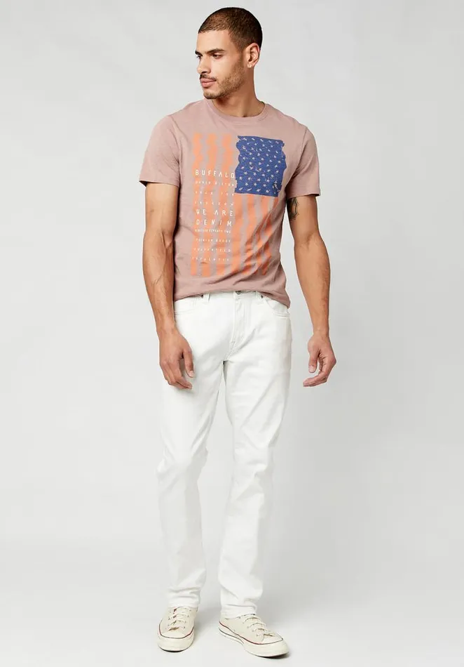 Men Straight Six Authentic Vintage White Jeans Pure White Buffalo David Bitton Straight Six