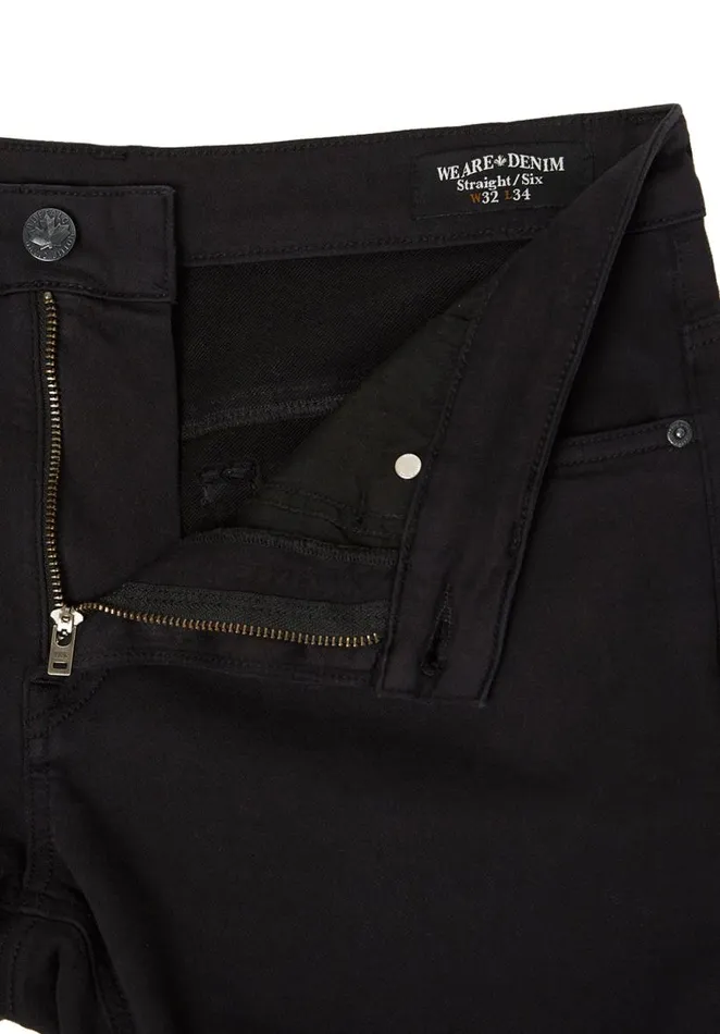 Men Straight Six Black Men039s Fleece Canvas Pants Black Buffalo David Bitton Straight Six