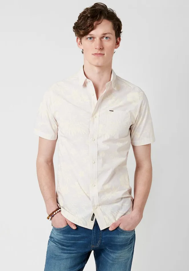 Men Striped Floral Suwelp Slim Fit Shirt White Buffalo David Bitton Shirts