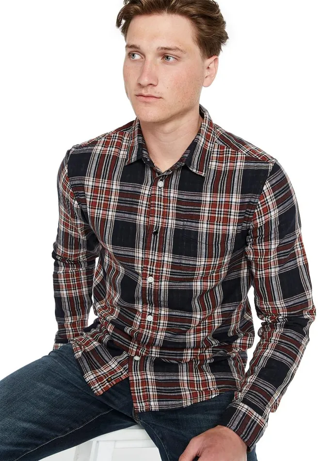 Men Supid Plaid Shirt Redwood Buffalo David Bitton Shirts