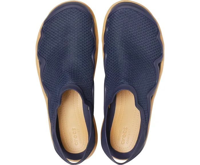 Men Swiftwater Mesh Wave Navy Tan Crocs Sandals