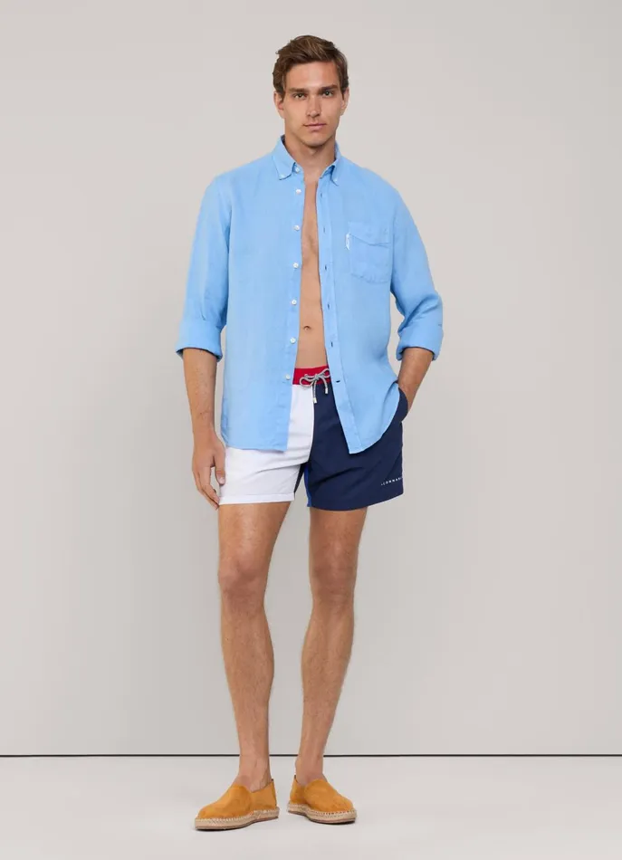 Men Swimwear Faonnable Colour Block Swim Shorts Marine Blue