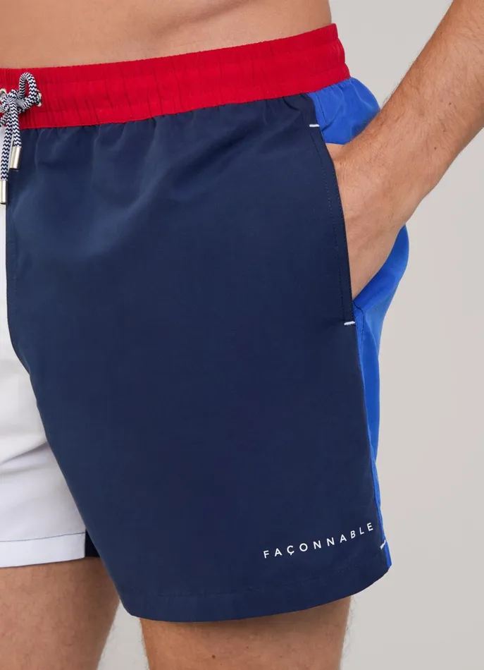 Men Swimwear Faonnable Colour Block Swim Shorts Marine Blue