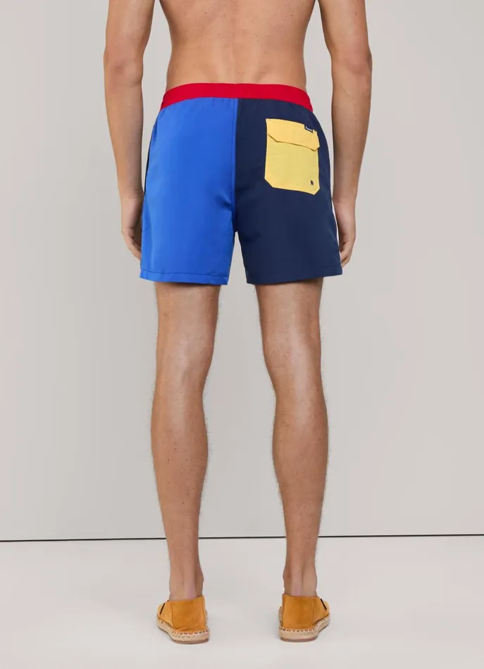 Men Swimwear Faonnable Colour Block Swim Shorts Marine Blue