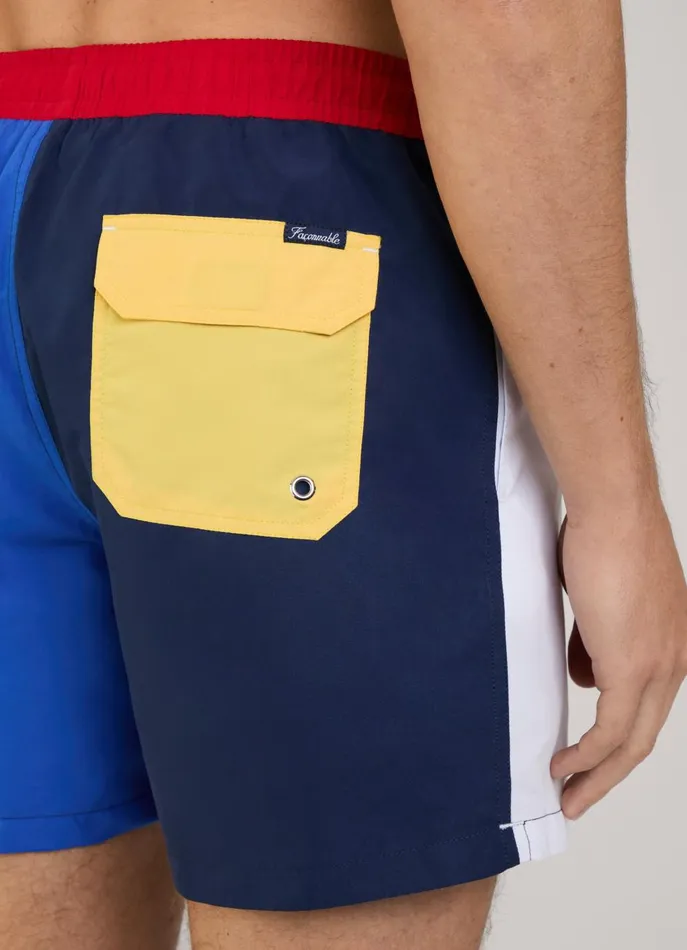 Men Swimwear Faonnable Colour Block Swim Shorts Marine Blue