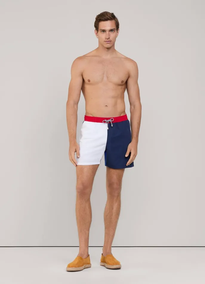 Men Swimwear Faonnable Colour Block Swim Shorts Marine Blue