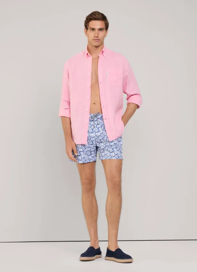Men Swimwear Faonnable Leafs Swim Shorts Pop Blue