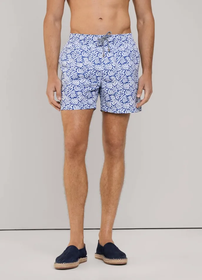 Men Swimwear Faonnable Leafs Swim Shorts Pop Blue