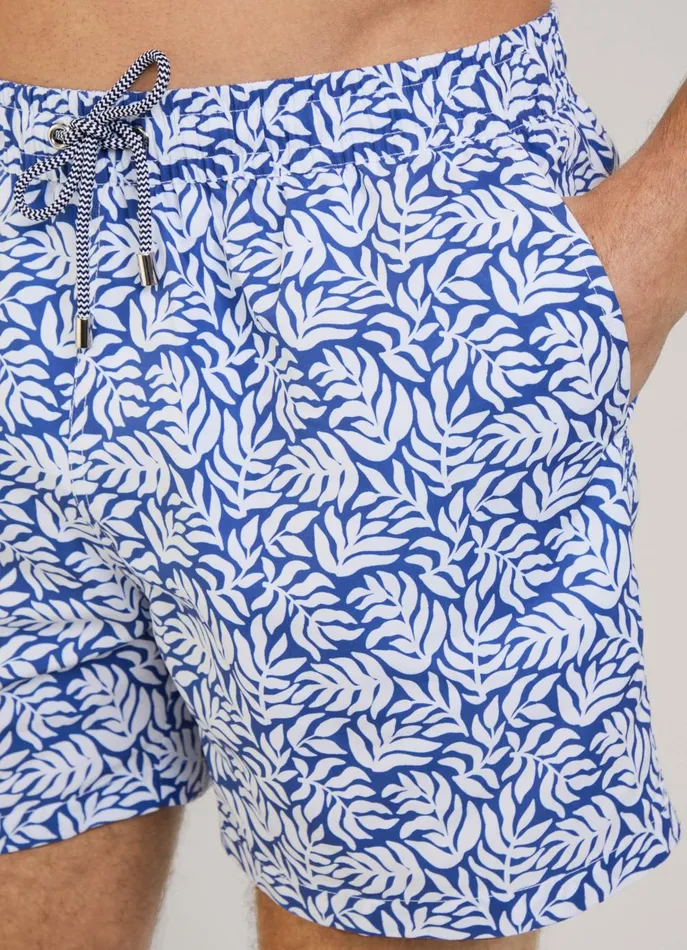 Men Swimwear Faonnable Leafs Swim Shorts Pop Blue