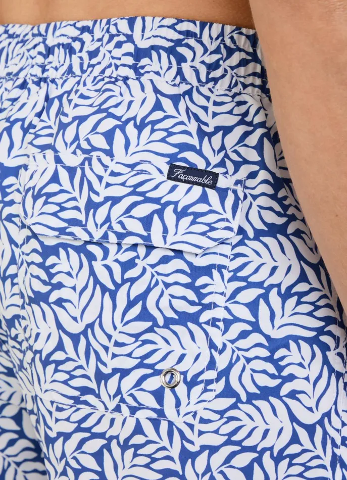 Men Swimwear Faonnable Leafs Swim Shorts Pop Blue