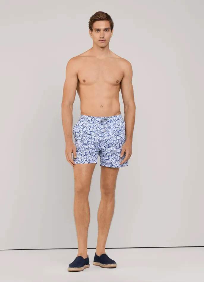 Men Swimwear Faonnable Leafs Swim Shorts Pop Blue