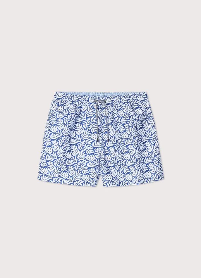 Men Swimwear Faonnable Leafs Swim Shorts Pop Blue