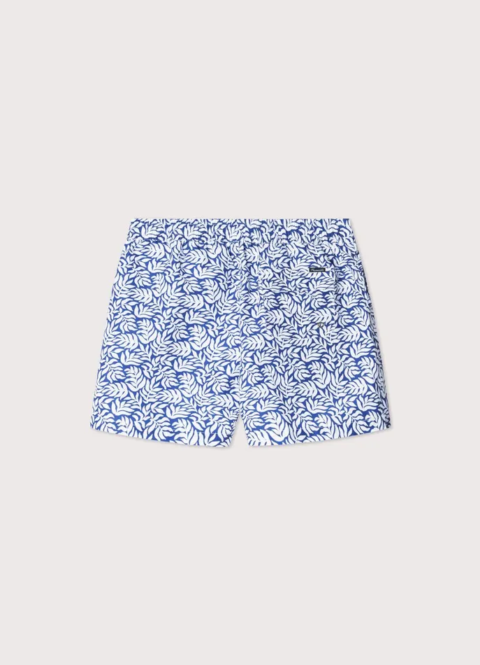 Men Swimwear Faonnable Leafs Swim Shorts Pop Blue
