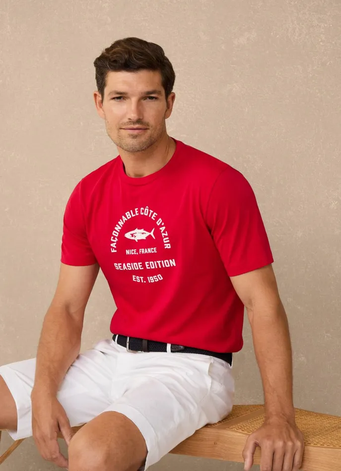 Men TShirts and Sweatshirts Faonnable Regular Fit TShirt Poster Red