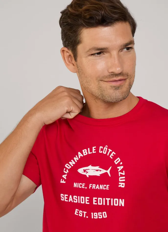Men TShirts and Sweatshirts Faonnable Regular Fit TShirt Poster Red