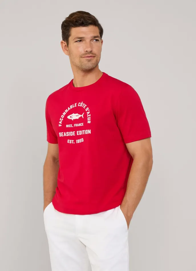 Men TShirts and Sweatshirts Faonnable Regular Fit TShirt Poster Red