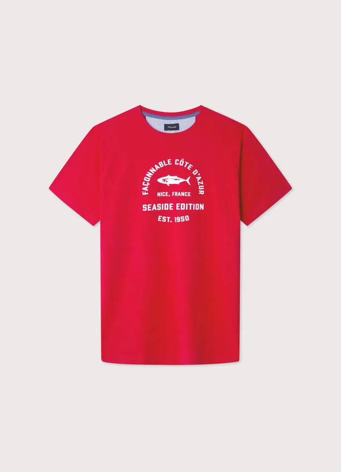 Men TShirts and Sweatshirts Faonnable Regular Fit TShirt Poster Red