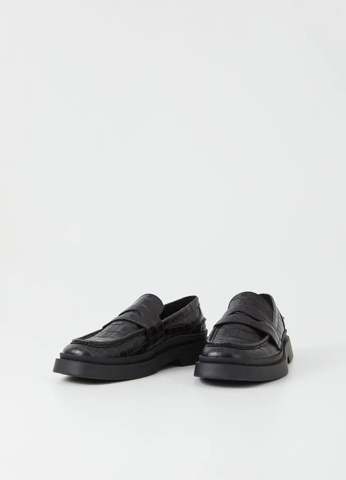 Men Vagabond Loafers MIKE LOAFER Black Croc Embossed Leather