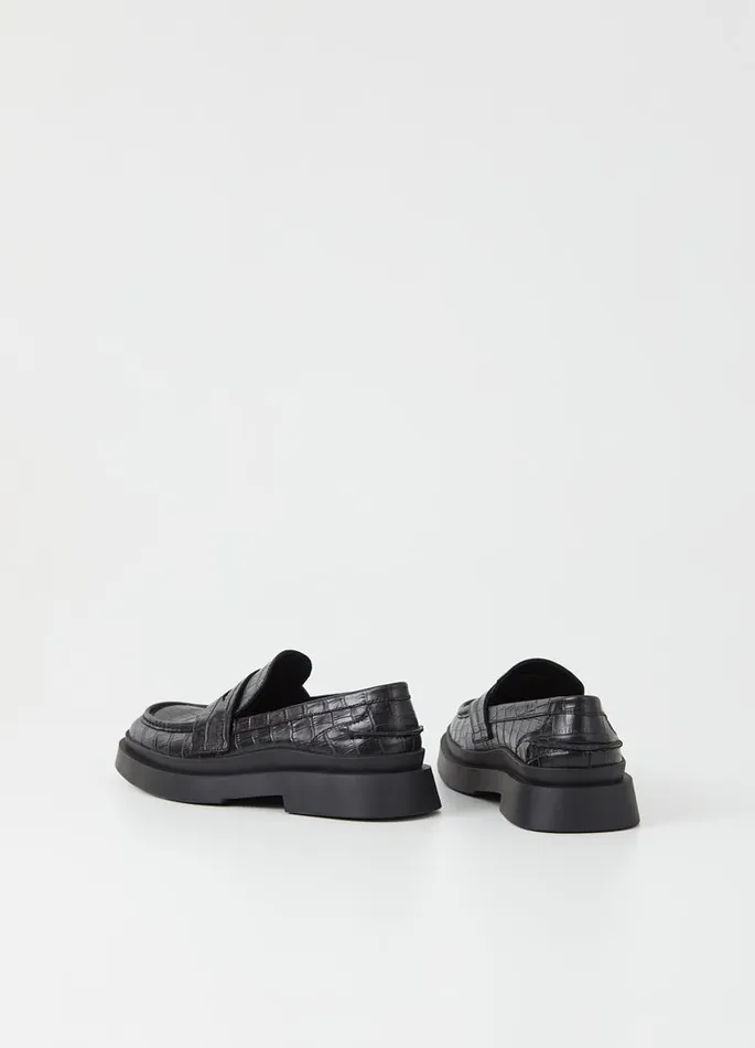 Men Vagabond Loafers MIKE LOAFER Black Croc Embossed Leather
