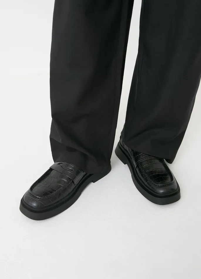 Men Vagabond Loafers MIKE LOAFER Black Croc Embossed Leather