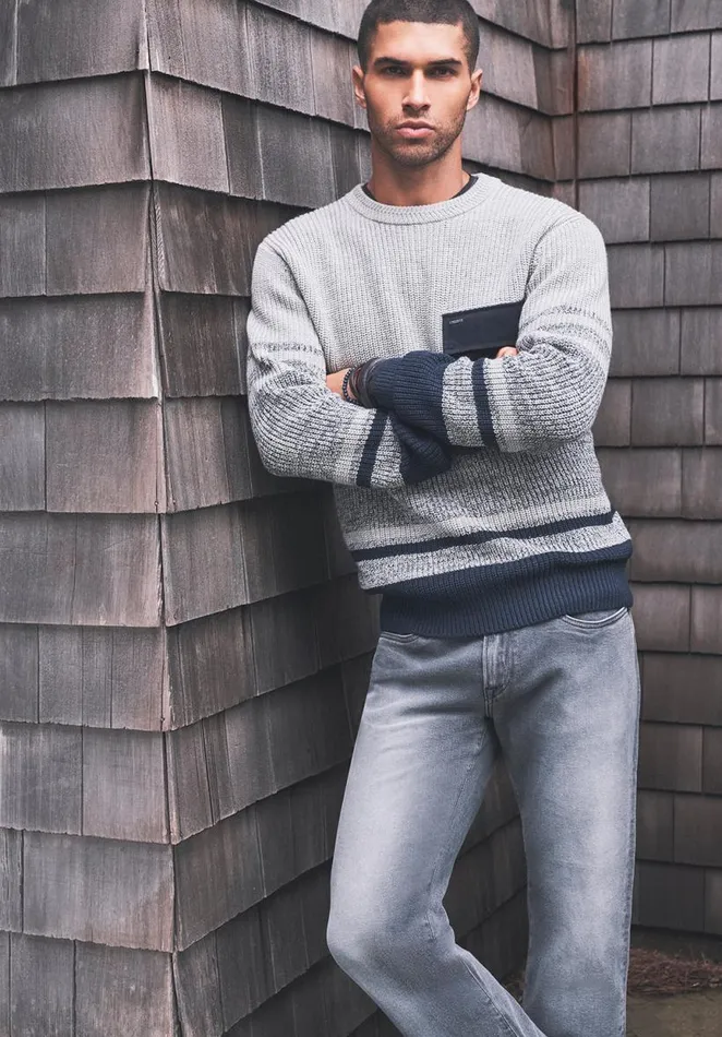 Men Walima Navy Mens Sweater Whale Buffalo David Bitton Sweaters