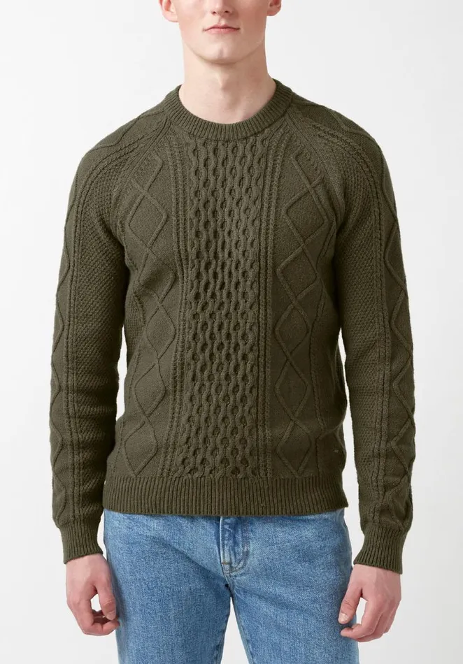 Men Wiloss Olive Mens Sweater Burnt Olive Buffalo David Bitton Sweaters