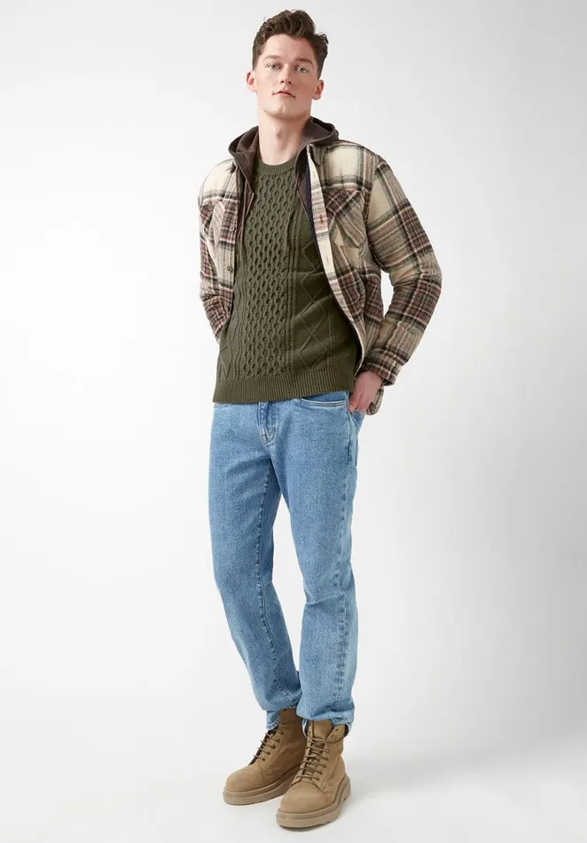 Men Wiloss Olive Mens Sweater Burnt Olive Buffalo David Bitton Sweaters