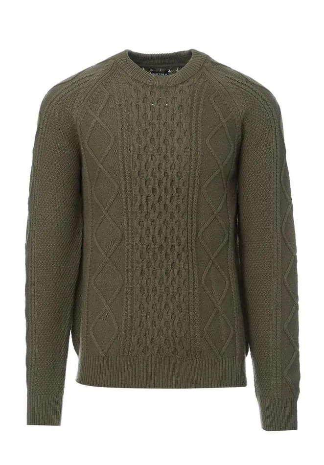 Men Wiloss Olive Mens Sweater Burnt Olive Buffalo David Bitton Sweaters