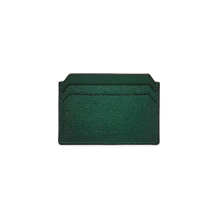 MenWomen Green Saffiano Leather Credit Card Holder Santoni Small Leather Goods
