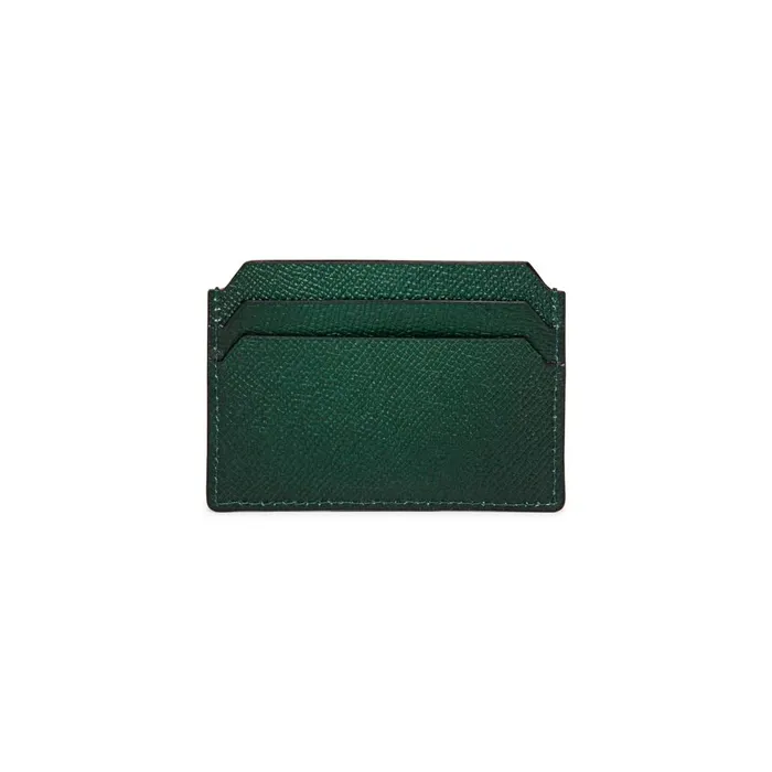MenWomen Green Saffiano Leather Credit Card Holder Santoni Small Leather Goods