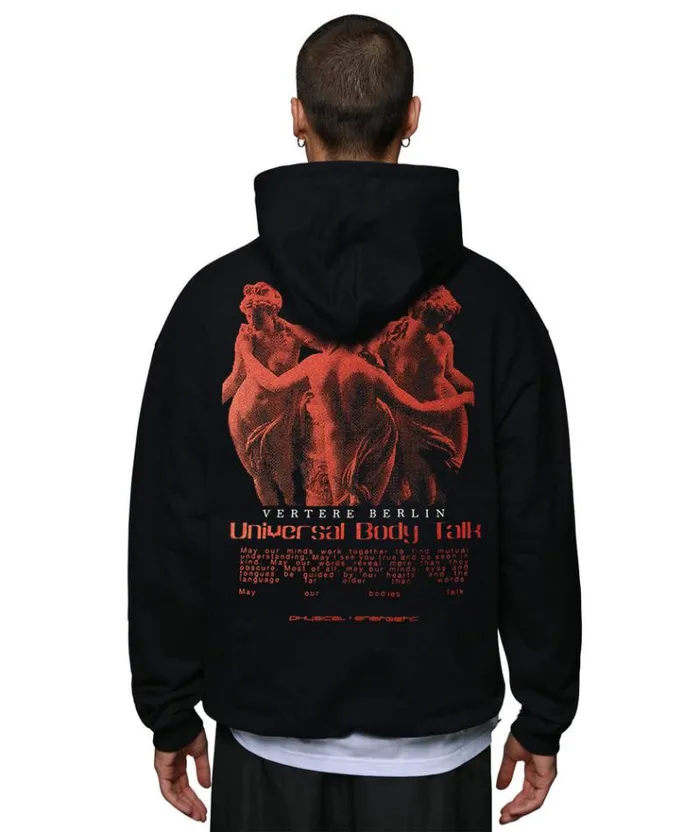 MenWomen SWEATERS and HOODIES Vertere Berlin UNIVERSAL BODY TALK HOODIE 8211 BLACK