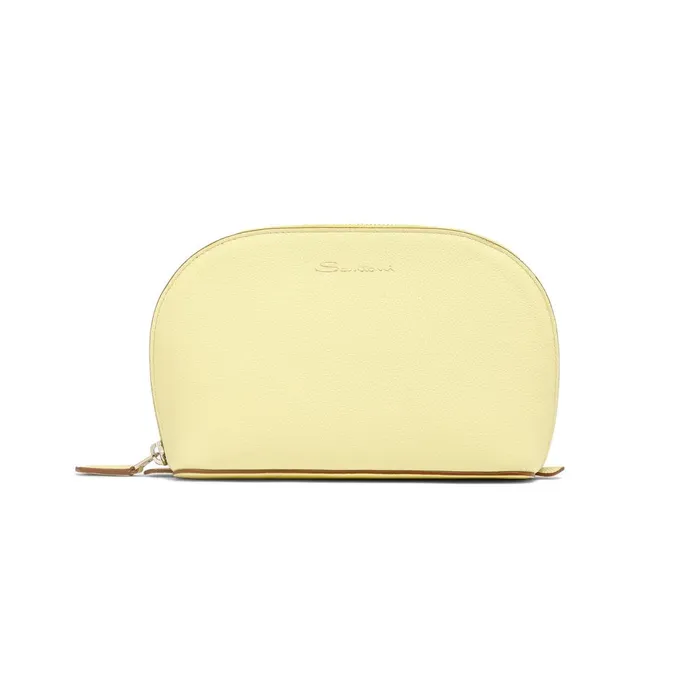 MenWomen Yellow Tumbled Leather Pouch Santoni Small Leather Goods