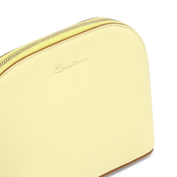 MenWomen Yellow Tumbled Leather Pouch Santoni Small Leather Goods