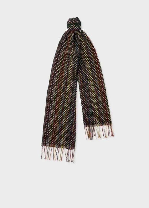Mens Basket Weave Signature Stripe Cashmere Scarf Paul Smith Scarves