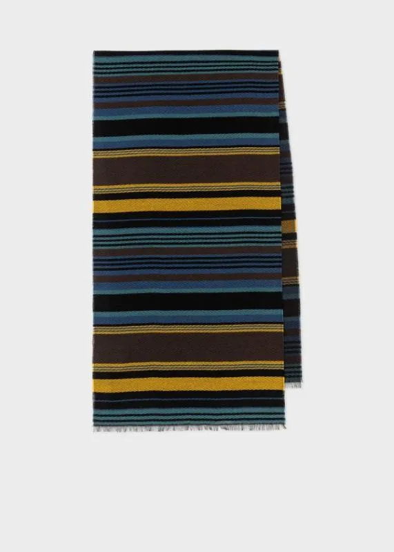 Mens Blue And Yellow Stripe Scarf Paul Smith Scarves