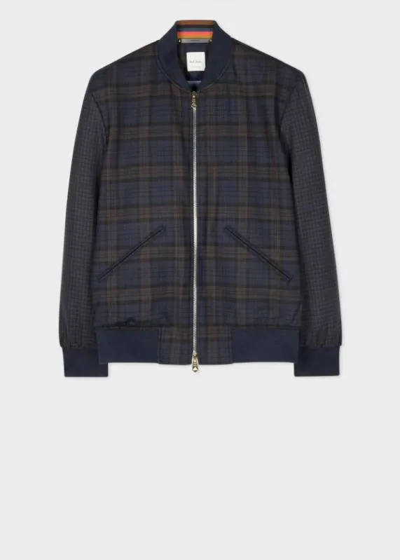 Mens Check DoubleFace Bomber Jacket Paul Smith Coats and Jackets