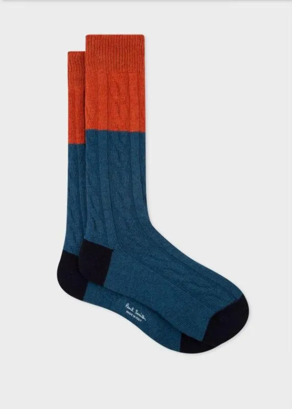 Mens Colour Block Cable Knit Socks Paul Smith Socks