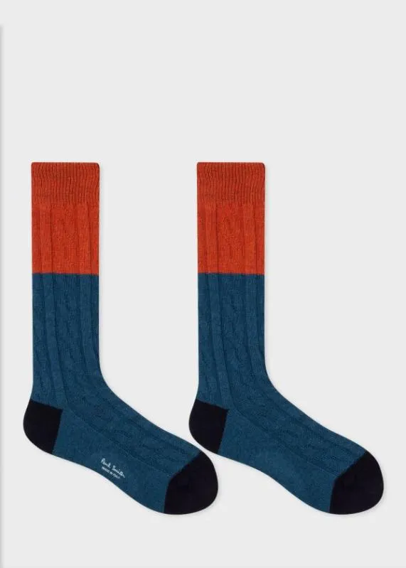 Mens Colour Block Cable Knit Socks Paul Smith Socks Mens Colour Block Cable Knit Socks Paul Smith Socks