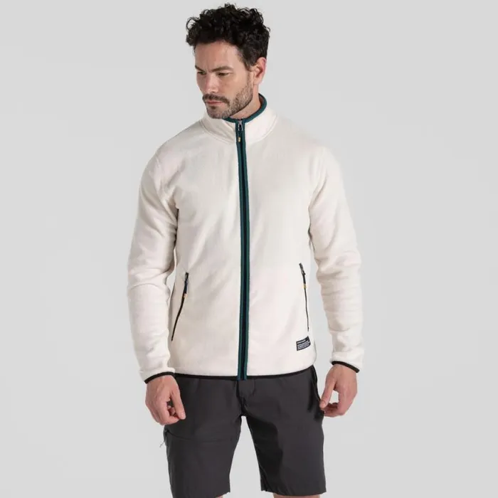 Mens Full Zip Fleece Craghoppers CO2 Renu Full Zip Fleece Ecru