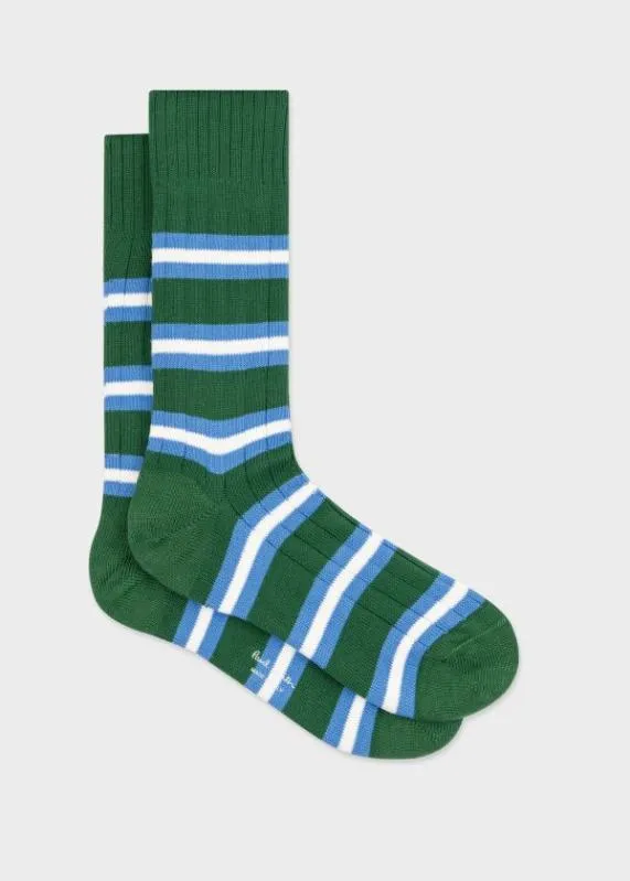 Mens Green Stripe Socks Paul Smith Socks