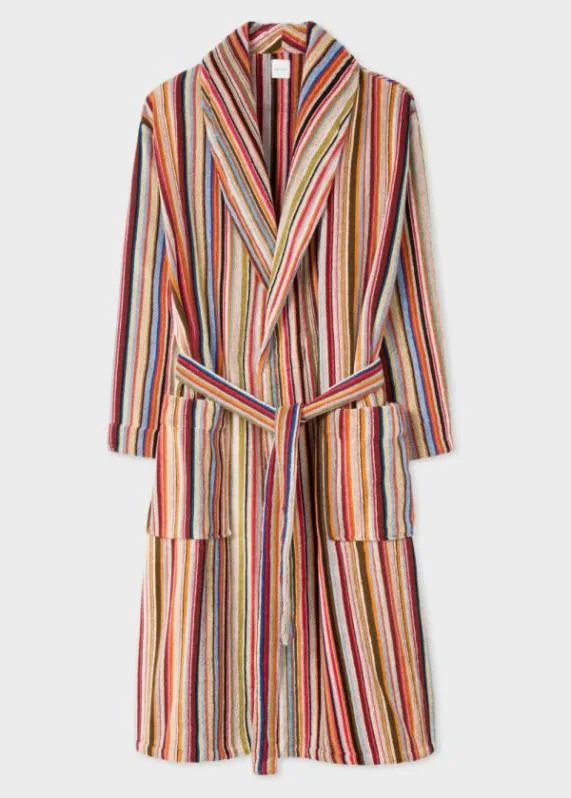 MensHome 039Signature Stripe039 Cotton Dressing Gown Paul Smith Nightwear
