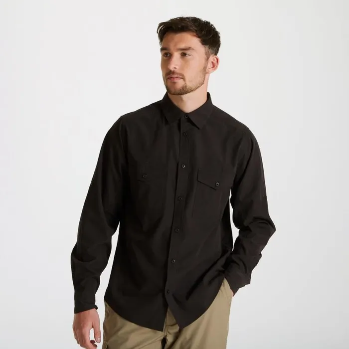 Mens Long Sleeve Craghoppers Expert Kiwi Long Sleeved Shirt Black
