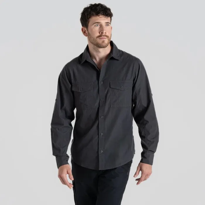 Mens Long Sleeve Craghoppers Expert Kiwi Long Sleeved Shirt Carbon Grey