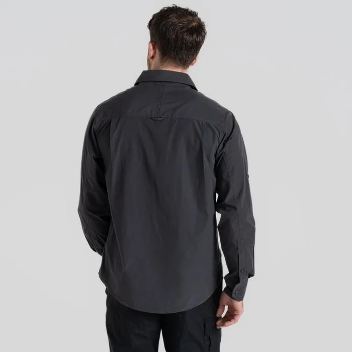 Mens Long Sleeve Craghoppers Expert Kiwi Long Sleeved Shirt Carbon Grey Mens Long Sleeve Craghoppers Expert Kiwi Long Sleeved Shirt Carbon Grey
