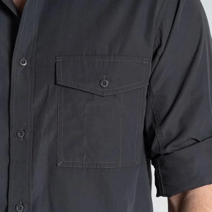 Mens Long Sleeve Craghoppers Expert Kiwi Long Sleeved Shirt Carbon Grey Mens Long Sleeve Craghoppers Expert Kiwi Long Sleeved Shirt Carbon Grey